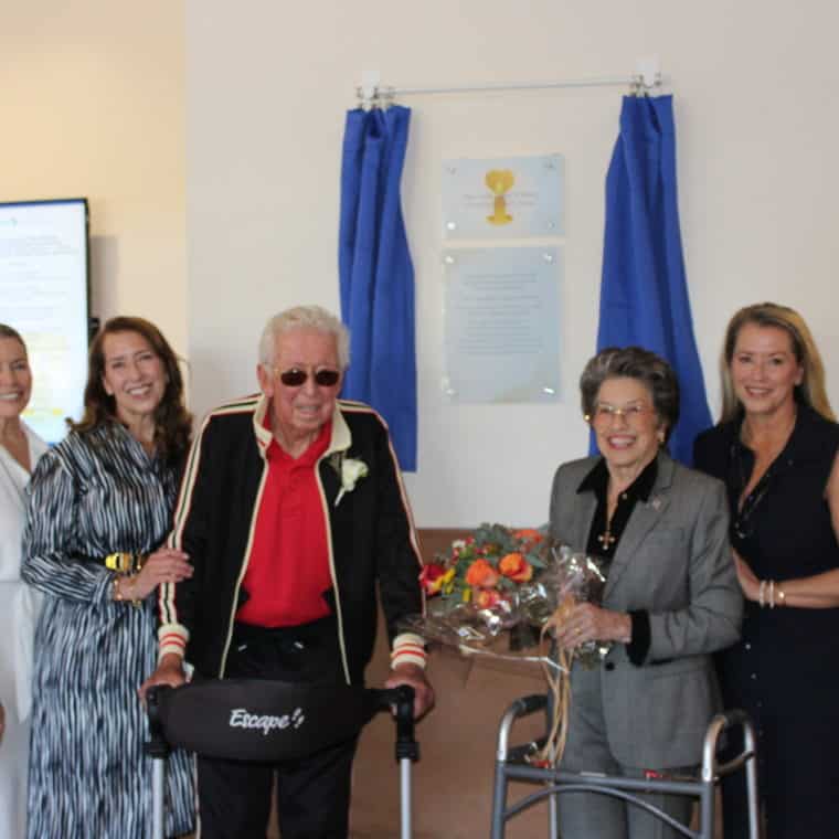 The Robert R. and Jaclyn Tilley Hill Family at their donor wall unveiling event. 